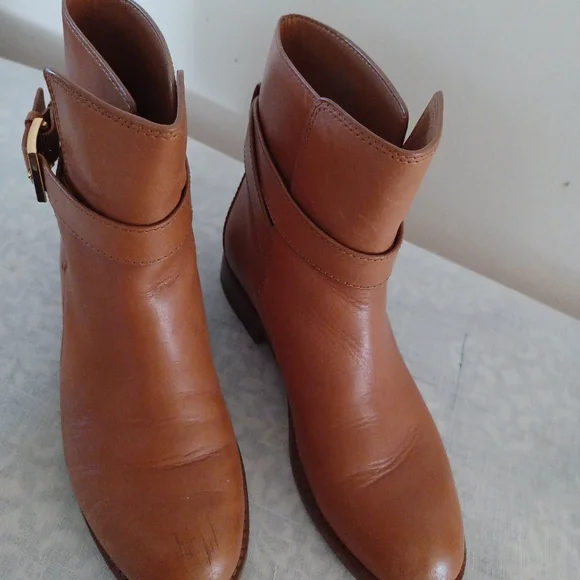 Tory Burch Women Brooke Ankle Booties tan calf leather size 6 preowned - Picture 9 of 13